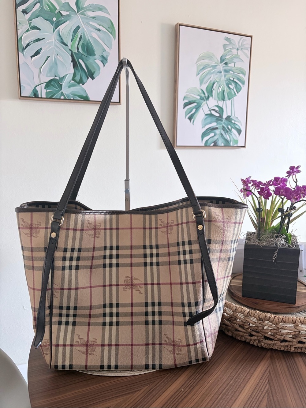Burberry Large House Check Tote Bag - Restoration Proj w/ Leather Paint & Finish